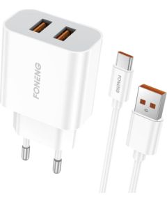 Fast charger Foneng 2x USB EU45 + USB Type C cable