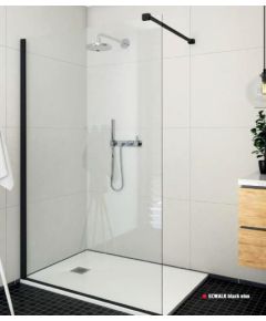 dušas siena ECWALK, 1000 mm, h=2075,  melns/caurspīdīgs stikls
