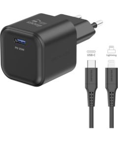 Swissten 3арядное устройство GaN USB-C 35W PD + Kабель для передачи данных USB-C - Lightning 1.2m