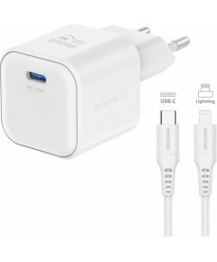 Swissten 3арядное устройство GaN USB-C 35W PD + Kабель для передачи данных USB-C - Lightning 1.2m