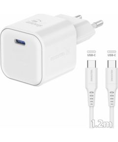 Swissten Tīkla Lādētājs GaN USB-C 35W PD + Datu kabelis USB-C - USB-C 1.2m