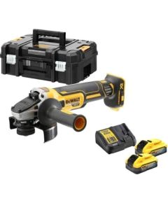 Leņķa slīpmašīna DeWalt DCG405H2T-QW; 18 V; 2x5,0 Ah akum.