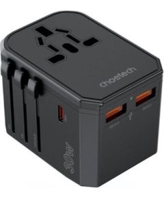 Choetech Universal  PD6041 USB-C USB-A PD 30W Travel Charger with 4 US EU UK AU Plugs Black