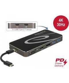 DeLOCK USB Type-C 3.2 docking station (black, 4K HDMI + DP, VGA, USB hub and PD 3.0)