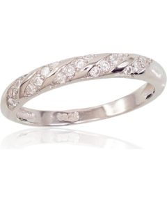 Серебряное кольцо #2101545(PRh-Gr)_CZ, Серебро 925°, родий (покрытие), Цирконы, Размер: 18, 1.8 гр.