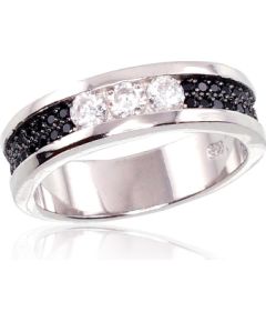 Серебряное кольцо #2100973(PRh-Gr+PRh-Bk)_CZ+CZ-BK, Серебро 925°, родий (покрытие), Цирконы, Размер: 17, 3.7 гр.