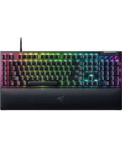 Проводная игровая клавиатура Razer BlackWidow V4, RGB LED, USB QWERTY, США, Yellow Switch, черный