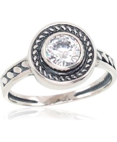 Серебряное кольцо #2101410(POx-Bk)_CZ, Серебро 925°, оксид (покрытие), Цирконы, Размер: 18, 2.6 гр.