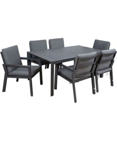 Dārza mēbeļu komplekts TOMSON galds un 6 krēsli pelēks 25162