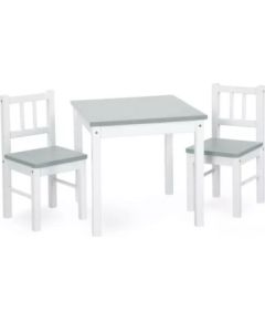 Galdiņš un divi krēsliņi JOY white/grey KLUPS [Akcija]