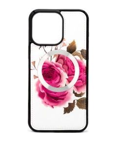 Evelatus Apple  iPhone 15 Pro Max Leather Case Zipper Design Flower White