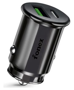 Car Charger 36W USB + Type-C PD By Fonex Black