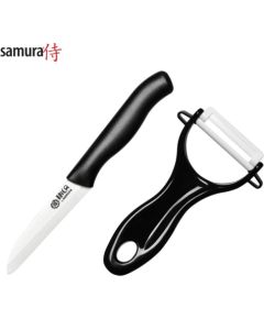 Samura 2в1 комплект из керамического фруктового ножа 75mm + керамической лезвии овощечистка Черный