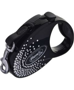 FLEXI Glam Splash Crystal with Swarovski crystals S - Dog Retractable lead - 3 m - black