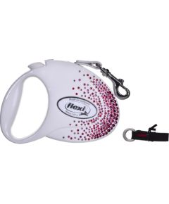 FLEXI Glam Splash Pink with Swarovski crystals M - Dog Retractable lead - 5 m - white