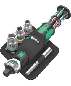 Wera 8009 Zyklop Pocket Set 2, 18-piece, bit set (black/green, reversible ratchet for 3/8, 1/4)