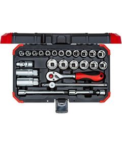 Gedore Red Socket set 3/8 ", 26 pieces (red / black, with Shift-gun, SW 6mm - 24mm)