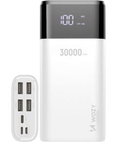 Wozy W30BK 30000mAh Mega Power Bank Зарядка 4x USB Out / Type C micro USB Lightning (in) Белый