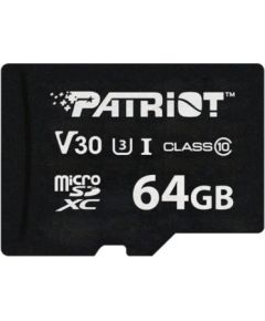 Patriot VX Series 64GB MicroSDXC V30 Class 10 UHS-I U3 4K UHD Memory Card PSF64GVX31MCX