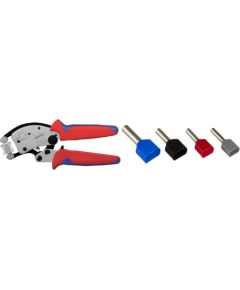 KNIPEX self-adjusting crimping pliers Twistor 16 (red/blue, for ferrules)
