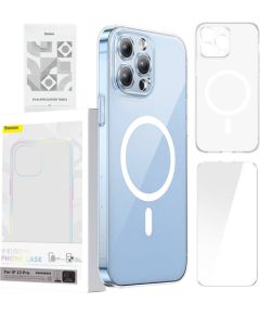 Phone case Baseus Magnetic Crystal Clear for iPhone 13 Pro (transparent) with all-tempered-glass screen protector and cleaning kit