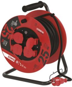 Emos Rubber Extension Cord Reel – 4 sockets, 25m, 2.5mm² SCHUKO