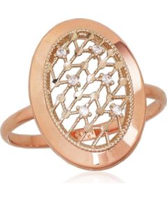 Золотое кольцо #1100803(Au-R+Au-W)_CZ, Красное/Белое Золото 585°, Цирконы, Размер: 19.5, 1.5 гр.