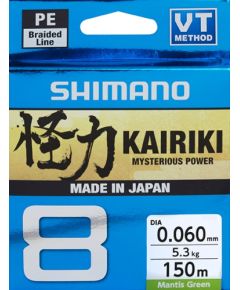 Pīta aukla Shimano Kairiki 8, 150m, 0.19mm, 12.0kg, zaļa.