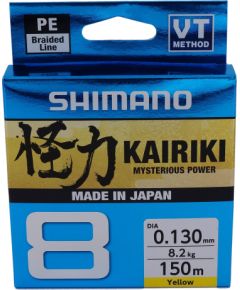 Pīta aukla Shimano Kairiki 8, 150m, 0.16mm, 10.3kg, dzeltena.