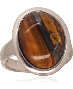 Серебряное кольцо #2101728(PRh-Gr)_TE, Серебро 925°, родий (покрытие), Тигровый глаз, Размер: 18.5, 6.2 гр.