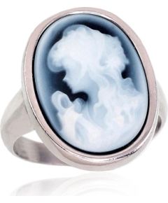 Серебряное кольцо #2101697(PRh-Gr)_AG, Серебро 925°, родий (покрытие), Агат, Размер: 19, 6.3 гр.