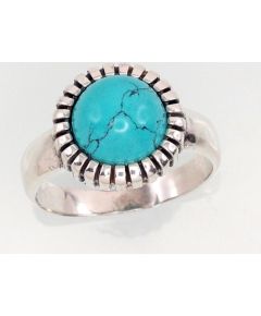 Серебряное кольцо #2101425(POx-Bk)_TRX, Серебро 925°, оксид (покрытие), Бирюза (Имитация), Размер: 17.5, 4 гр.