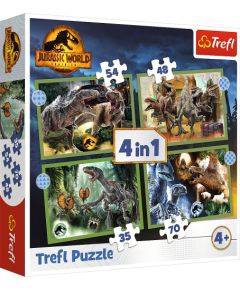 TREFL JURASSIC WORD Комплект пазлов Парк юрского периода 4 в 1: 35 48 54 70 эл.