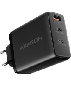 AXAGON ACU-DPQ100 GaN Wall charger, 3x port (USB + dual USB-C), PD3.0/QC4+/PPS/Apple, 100W, black