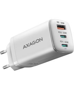 AXAGON ACU-DPQ65W GaN Wall charger, 3x port (USB + dual USB-C), PD3.0/QC4+/PPS/Apple, 65W, white