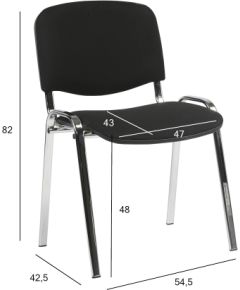 Стул для посетителей ISO 54,5x42,5xH82/47cм, сиденье: ткань, цвет: чёрный, рама: хром