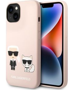 Karl Lagerfeld MagSafe Compatible Case Liquid Silicone Karl and Choupette for iPhone 14 Plus Pink