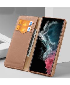 Dux Ducis Hivo case Samsung Galaxy S23+ flip cover wallet stand RFID blocking brown