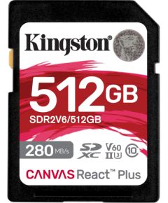 Kingston Canvas React Plus 512 GB SDXC Memory Card (UHS-II U3, Class 10, V60, A1)