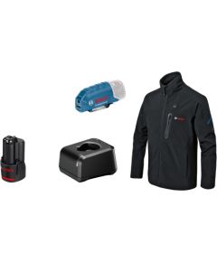 Bosch Heat+Jacket GHJ 12+18V kit size S, work clothing (black, incl. charging adapter GAA 12V-21, 1x 12-volt battery)