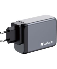 Verbatim GaN charger 240W, 1x USB-A, 3x USB-C (grey, PD 3.0, QC 3.0)