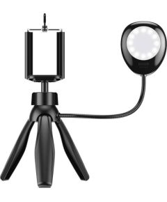 Phone holder/tripod APEXEL APL-JJ21FL with LED light (black)