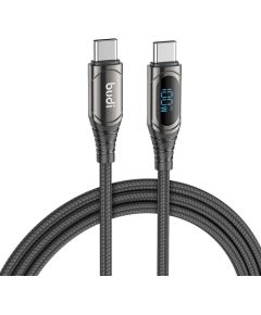 USB-C to USB-C LED cable Budi, 100W, 1.5m (black)