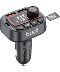 Transmiter FM Budi with Charger 42W, Bluetooth 5.0, USB-C PD, microSD (black)