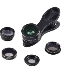 Mobile lens kit APEXEL APL-DG5H 5 in 1 universal (black)