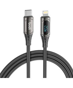 USB-C to Lightning LED cable Budi, 20W, 1.5m (black)