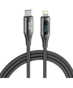 USB-C to Lightning LED cable Budi, 20W, 1.5m (black) Автомобильные зарядные устройства