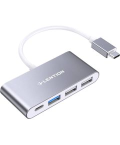 Lention 4in1 Hub USB-C to USB 3.0 + 2x USB 2.0 + USB-C (gray)