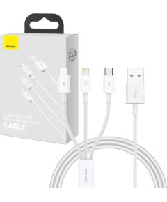 Quick Charge USB to M+L+C  Baseus Superior Data 3.5A 1m (White)