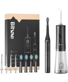 Sonic toothbrush with tips set and water flosser Bitvae D2+C2 (black)